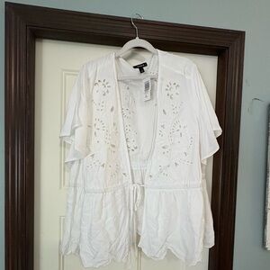 Torrid White Eyelet Blouse